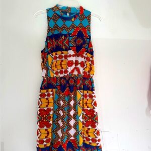 Multicolor Sleeveless Geometric Dress